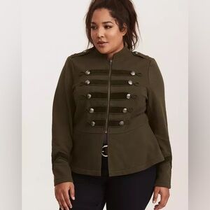 Torrid military style jacket size 2 olive green
